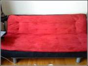red microfibre clic clac futon $300 obo